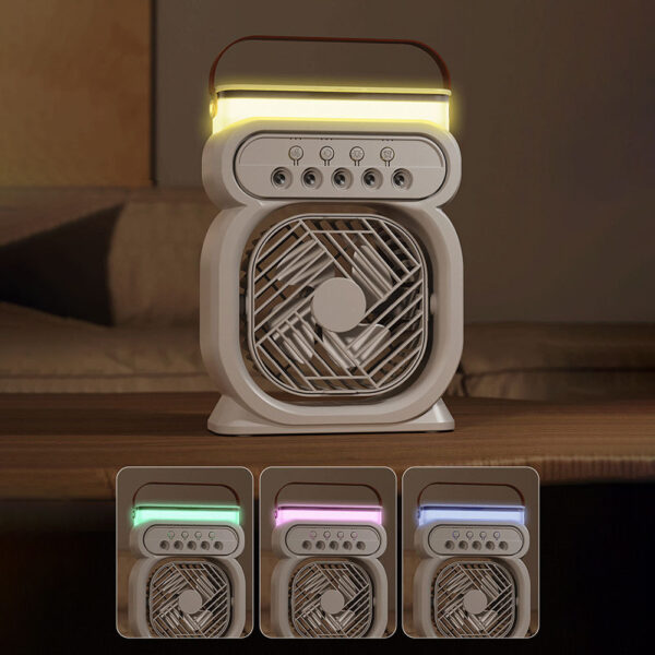 3 In 1 Portable Air Conditioner Evaporative Air Cooler LED Night Lights 3 Speeds Humidifier Fan For Home Office - Image 2