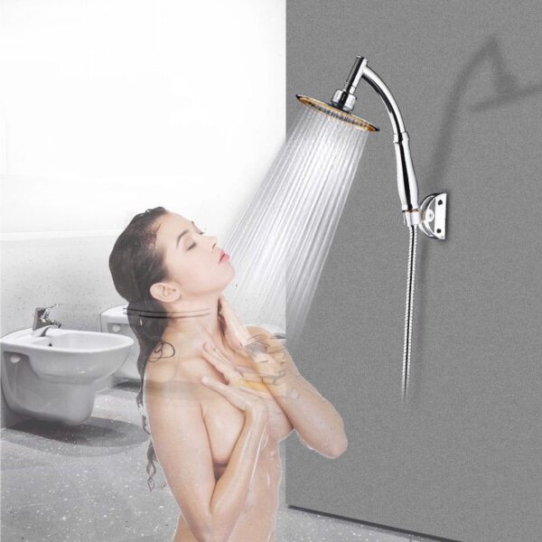 Shower Head 6inch Pressurized Hand-held Overhead Universal Shower Head Shower Set - Image 2