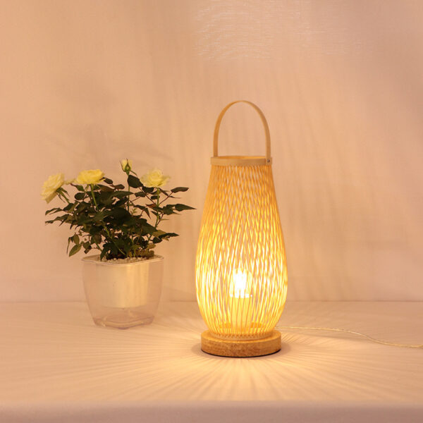 Japanese Style Hotel Bedside Lamp Modern Minimalist Bamboo Weaving - Image 2