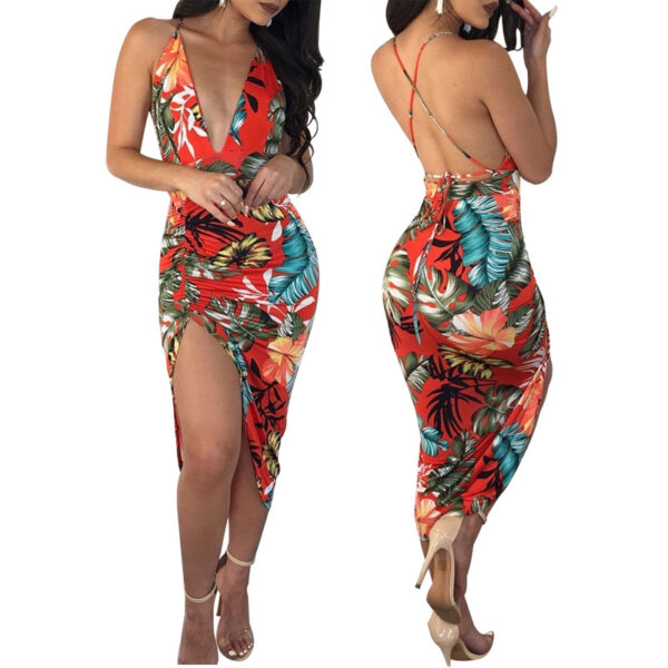 Best selling slim slimming beach casual print dress - Image 3