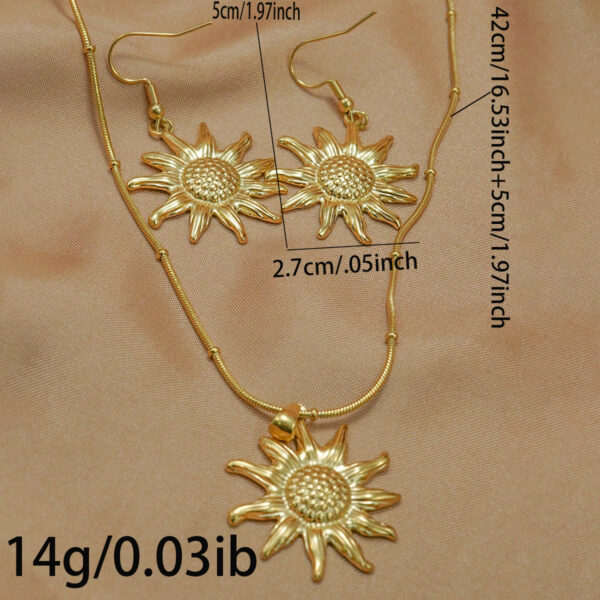 Lxalry 18K Gold Plated Sun Mirror Jewelry Set  Hypoallergenic Skin Safe Necklace   Drop Earrings For Daily Evening  Never Fade Adjustable Luxury Gift With Precision Cast Rays - Image 7