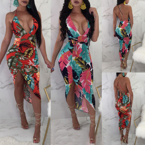 Best selling slim slimming beach casual print dress - Image 7