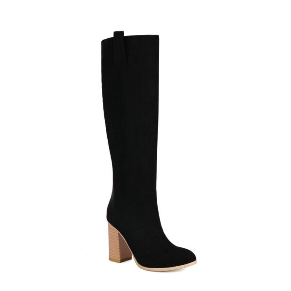 Long Boots Female Suede Chunky Heel Round Toe - Image 4