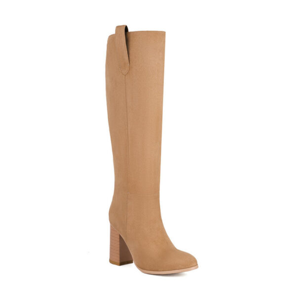 Long Boots Female Suede Chunky Heel Round Toe - Image 5