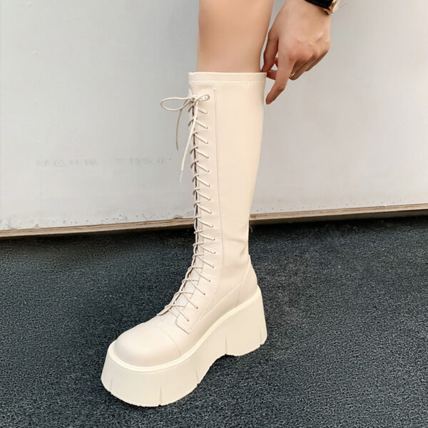 Fashion White Platform Women's High Boots - Image 4