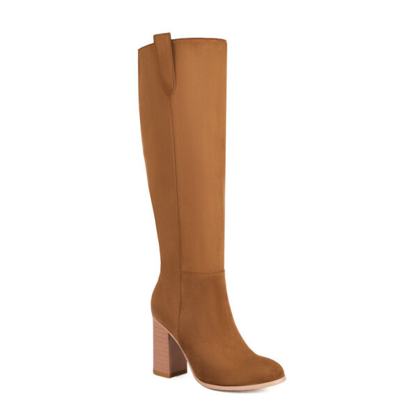 Long Boots Female Suede Chunky Heel Round Toe - Image 7