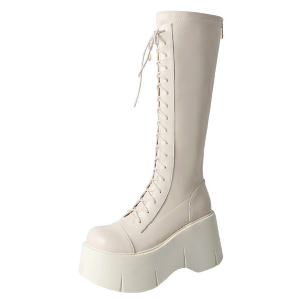 Fashion White Platform Women's High Boots - Image 5