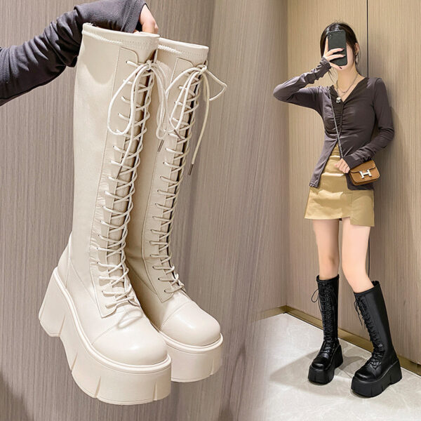 Fashion White Platform Women's High Boots - Image 6