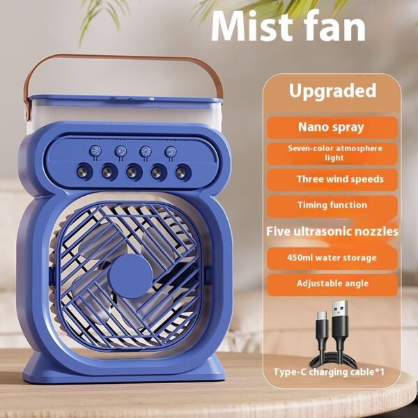 3 In 1 Portable Air Conditioner Evaporative Air Cooler LED Night Lights 3 Speeds Humidifier Fan For Home Office - Image 7