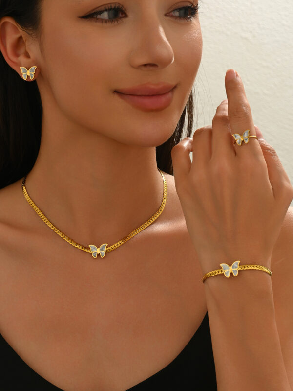 Lxalry 18K Gold Plated Butterfly Jewelry Set With Mirror Polish  Hypoallergenic Skin Safe 4PCS Necklace Earrings Bracelet Ring For Women, Never Fade Luxury Gift For Her - Image 10