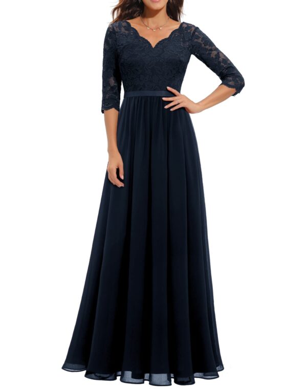 Lace Patchwork Long Waist Cinching Dress - Image 6