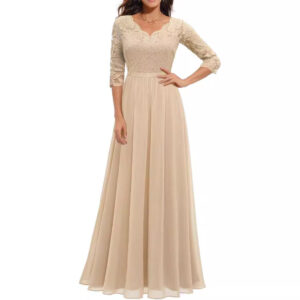 Lace Patchwork Long Waist Cinching Dress