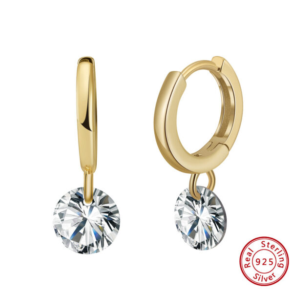 S925 Sterling Silver Zircon Earrings Eardrops - Image 4