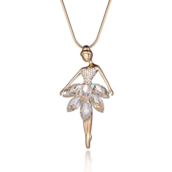 Crystal ballerina girl pendant sweater chain - Image 5