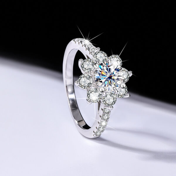 Sterling Silver 925 Moissanite Ring Female Flower Diamond - Image 6