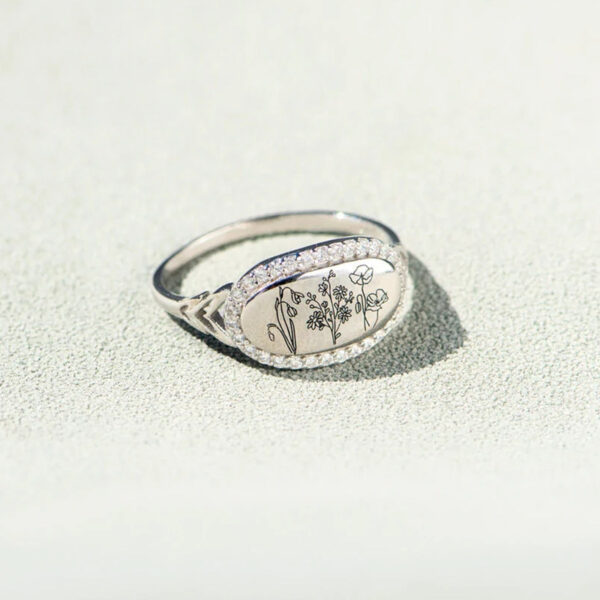 S925 Sterling Silver Flowers Epoxy Oil Zircon Ring For Women - Image 4