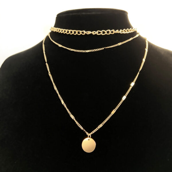 Women's Multilayer Necklace Ins Fashion Disc Pendant Clavicle Necklace Chains Personality Jewelry - Image 3
