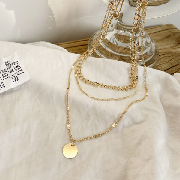 Women's Multilayer Necklace Ins Fashion Disc Pendant Clavicle Necklace Chains Personality Jewelry - Image 7