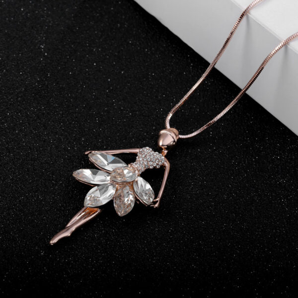 Crystal ballerina girl pendant sweater chain - Image 2