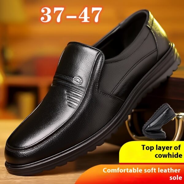 First Layer Cowhide Men's Business Casual Non-slip Soft Leather Soft Sole Shoes - Image 5