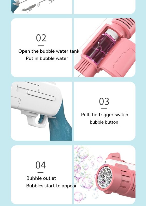 Electric Bubble Gun Children's Automatic Bubble Gatling Outdoor Toy Stall - Image 6
