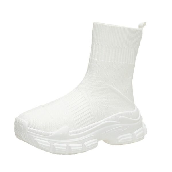 Platform Knitted Sports Casual Shoes And Boots - Image 7