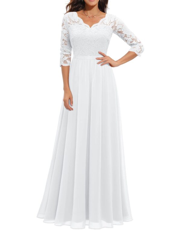 Lace Patchwork Long Waist Cinching Dress - Image 7