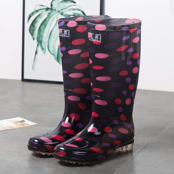 Women's Floral Knee-high Rain Boots Long Non-slip Wear-resistant Rain Boots - Image 8