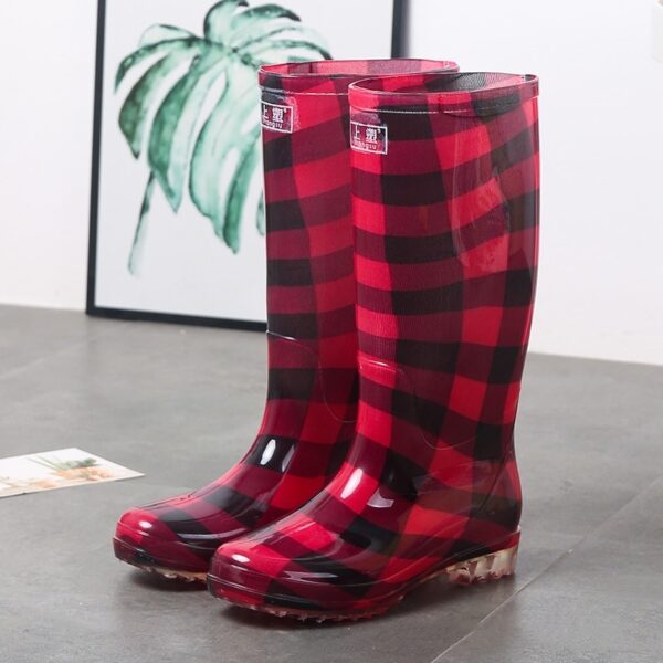 Women's Floral Knee-high Rain Boots Long Non-slip Wear-resistant Rain Boots - Image 9