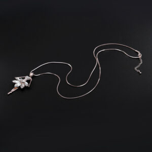 Crystal ballerina girl pendant sweater chain