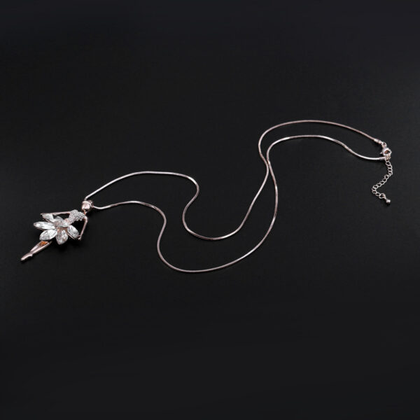 Crystal ballerina girl pendant sweater chain
