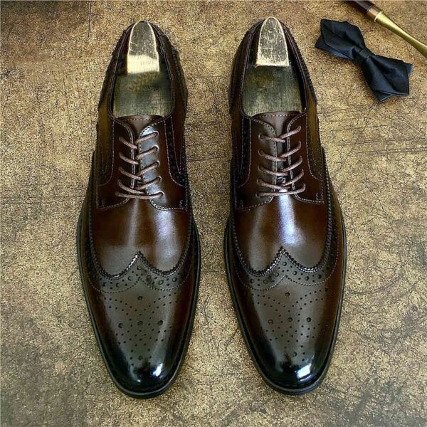 Genuine Leather Brogue Business Formal Wear Leather Shoes - Image 2