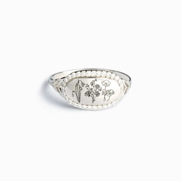 S925 Sterling Silver Flowers Epoxy Oil Zircon Ring For Women - Image 3