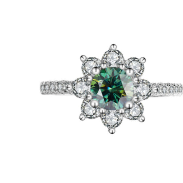 Sterling Silver 925 Moissanite Ring Female Flower Diamond - Image 4