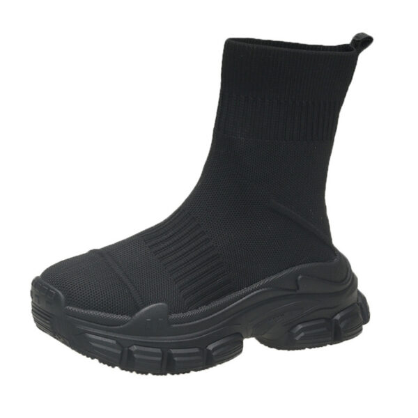 Platform Knitted Sports Casual Shoes And Boots - Image 4