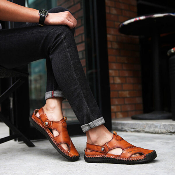 Men's Closed Toe Sandals Summer Adjustable Slides Slippers Fashion Beach Shoes - Image 4