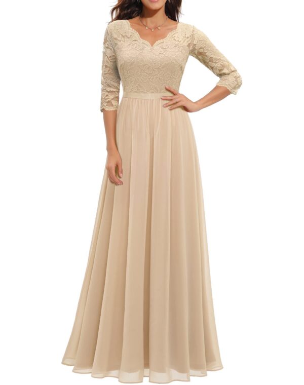 Lace Patchwork Long Waist Cinching Dress - Image 5