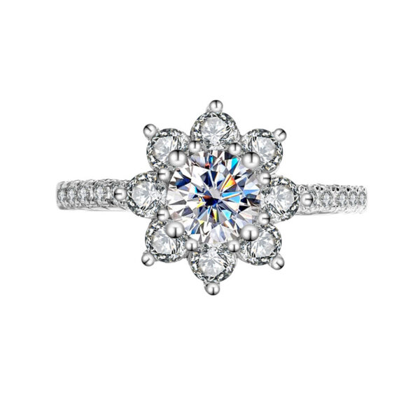 Sterling Silver 925 Moissanite Ring Female Flower Diamond - Image 2
