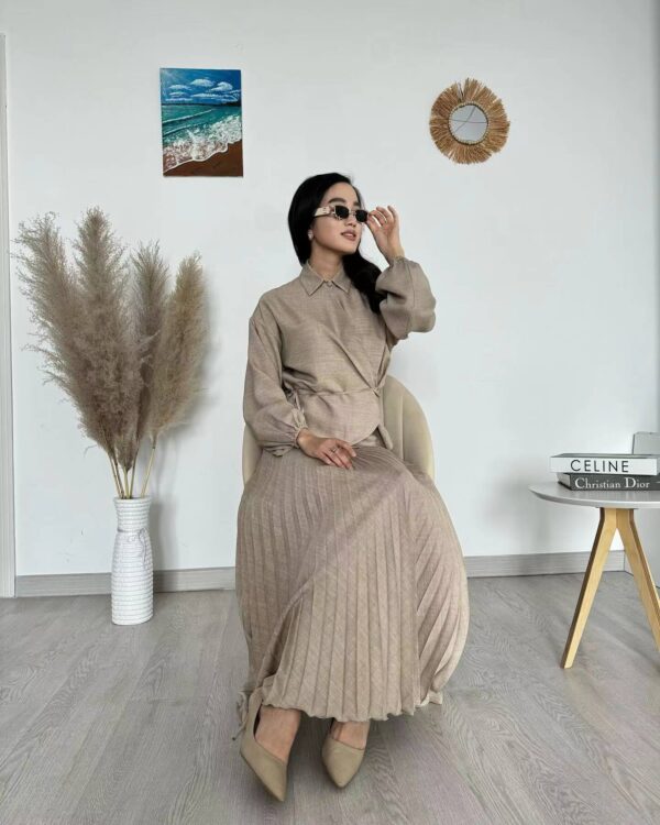 New Women's Muslim Style Elegant Fashion Pleated Skirt Tied Top - Image 6