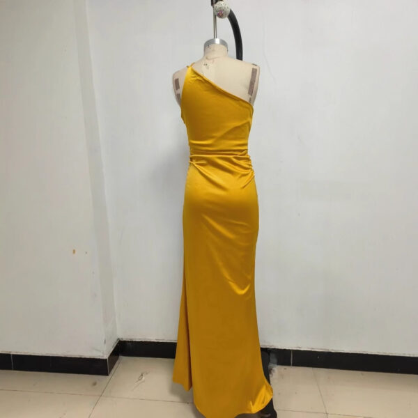 Women's Slim-fit Satin Pleated Suspender Long Dress - Image 6