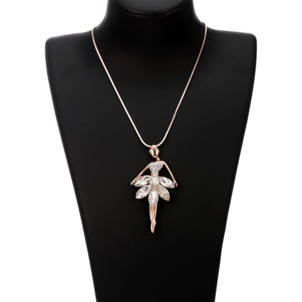 Crystal ballerina girl pendant sweater chain - Image 3