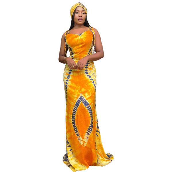 Women's Fashionable Printed Suspenders Slim Fit Long Dress Long Dress Scarf - Image 6