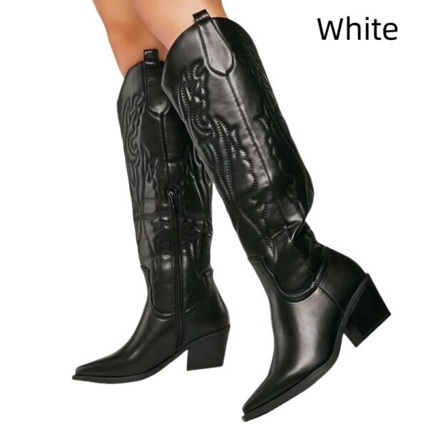 Women's Fashion Embroidered Pointed High Heel Cowboy Boot - Image 4