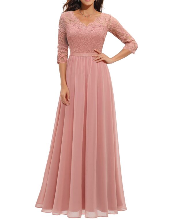 Lace Patchwork Long Waist Cinching Dress - Image 4