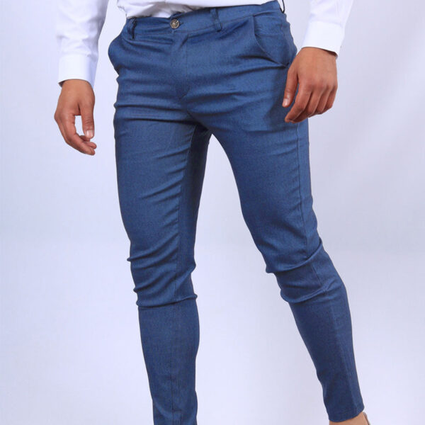 Men's Slim Button Trousers Fashion Solid Office Versatile Long Pencil Pants - Image 8