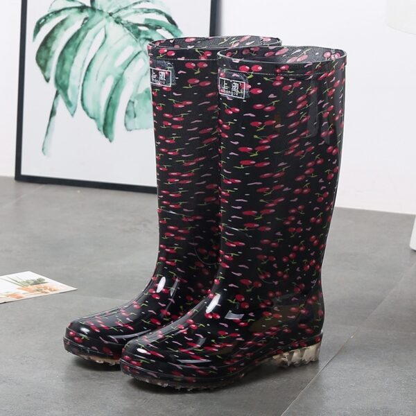 Women's Floral Knee-high Rain Boots Long Non-slip Wear-resistant Rain Boots - Image 10