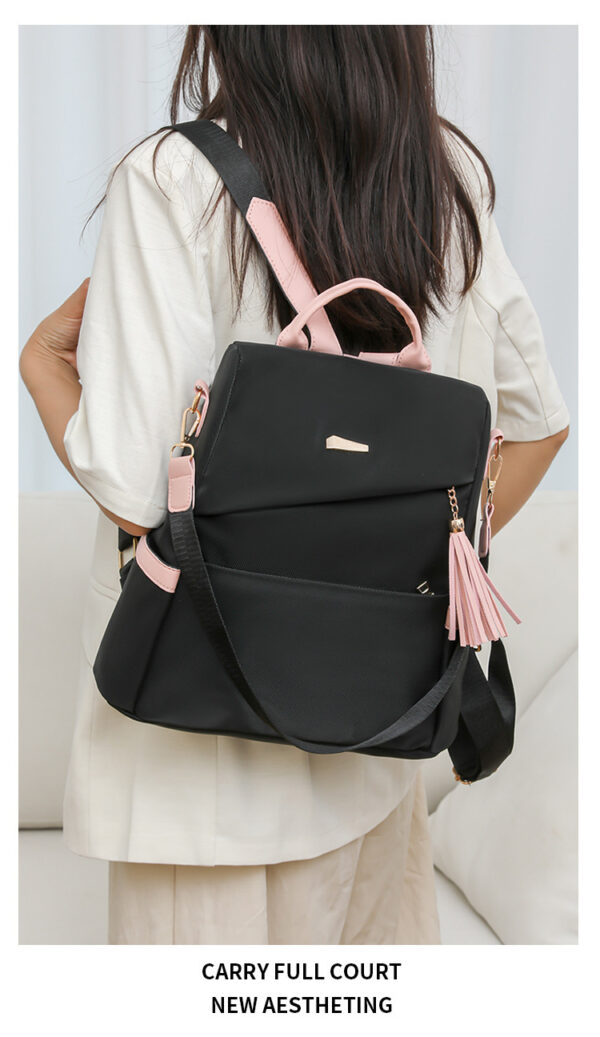 Simple Solid Color Backpack Women's Fashion Travel Backpack - Image 7