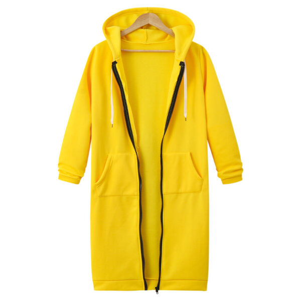 Hooded Long Sleeve Sweater Fleece Long Jacket - Image 7