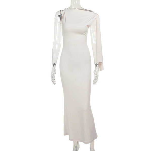 One-shoulder Ribbon Long Dress Ins Fashion Slim Sleeveless Dresses For Evening Party Club Clothing Women - Image 9