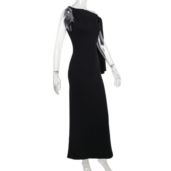 One-shoulder Ribbon Long Dress Ins Fashion Slim Sleeveless Dresses For Evening Party Club Clothing Women - Image 8